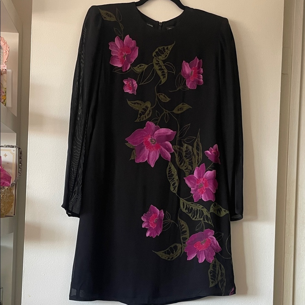 Liz Claiborne| Floral print cocktail dress|Black| 4P| EUC